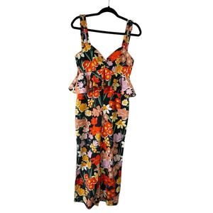 SAYLOR Size Jumpsuit Black Orange Cotton Floral Sleeveless XS
